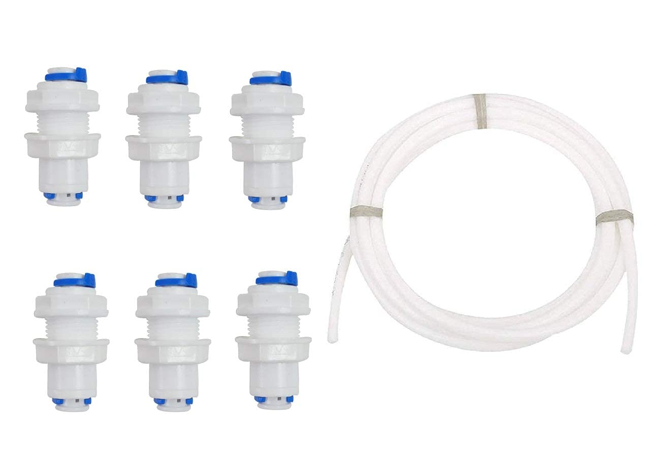 AQUALIQUID RO 1/4" bulk head/cabinet body connector + 1/4" 3 Meter Pipe - 6 Pcs-image-39