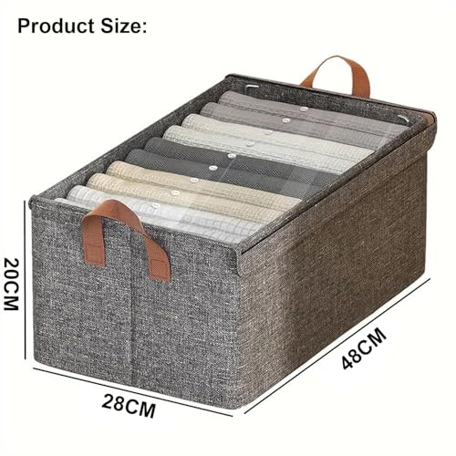 Image of FLYNGO 4Pcs Clothes Organizer for Wardrobe with Metal Frame, Foldable Storage Box for Clothing with Handle and Lid for Pants, Jeans, Sweater (Pack of 4)