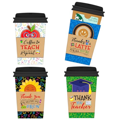 WhatSign Teacher Appreciation Gift Card Holder - Thanks a Latte Gifts Card Holder for Teachers Thank You Teacher Cards