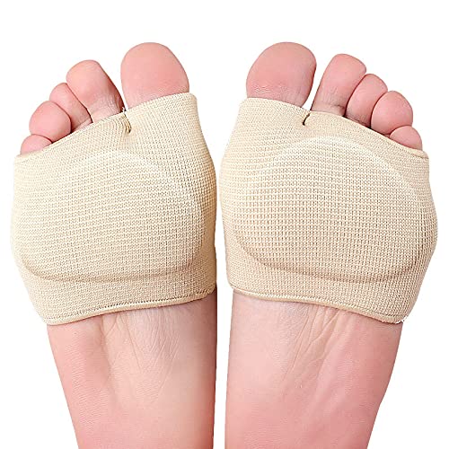 Image of 2 Pairs Metatarsal Pads with Gel Pad - Metatarsal Pads for Women Men - Ball of Foot Cushions for Pain Relief (Biege, Small:5-7)