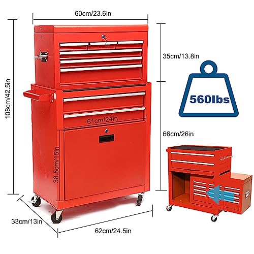 ZORZA Werkstattwagen 9 Fächer, Schubladenschrank Werkstatt, Zentral Abschließbar, Werkzeugwagen Leer, Werkzeugschrank mit Schubladen, Werkzeugschränke für schwere Werkzeuge und Geräte – Bild 3