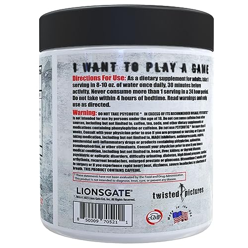 Image of Insane Labz Psychotic Saw, High Stim Pre Workout Powder with OxyGold­ and AMPiberry,Extreme Lasting Energy with Teacrine,Focus with CognitIQ and Endurance (30 Servings, Grape)