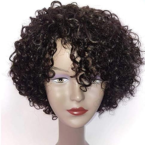 Brazilian Wigs 10 inch Short Kinky Curly Human Hair Wigs For Black Women Short Wigs No Lace Front Natural Color