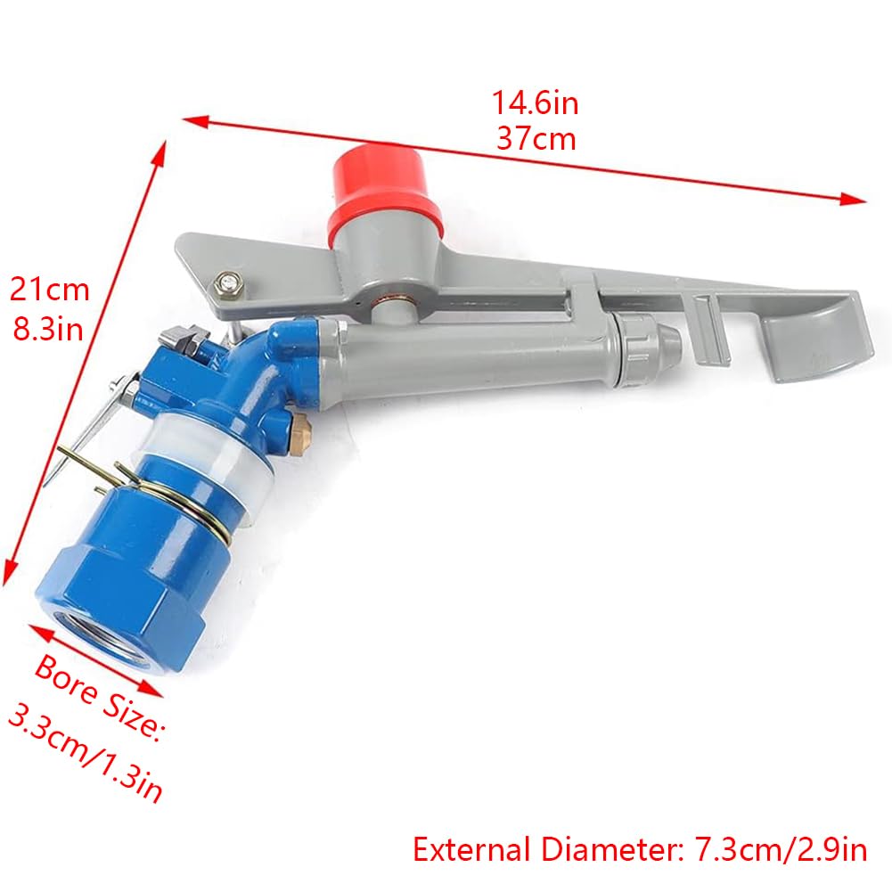 Rolnictwo Zraszacze Do Nawadniania, 1 Cal Pistolet Zraszający 360° Regulowany Duży Obszar Pistolet Zraszający Do Podlewania Do Nawadniania I Nawadniania Trawy, Stop Cynku
