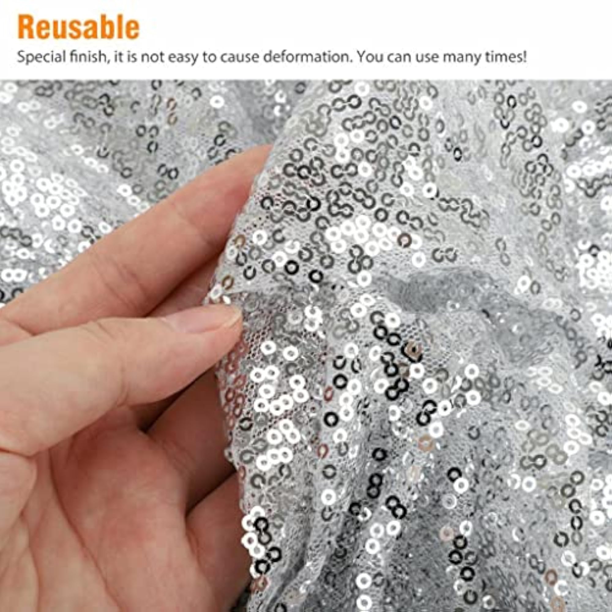 Seamless Sequin Tablecloth for Sparkly Decoration, Silver