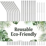 16-Pack Stainless Steel Straw,Reusable Straws – 8 Straight & 8 Bent (8.5 Inch) Metal Drinking Straws with 4 Cleaning Brushes,Replacement Straws,Dishwasher Safe,Ideal for Home,Travel