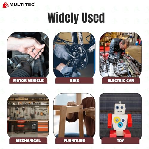 Image of MULTITEC Long Ball Ended Allen Key Set HBLK100-1.5mm to 10mm | 9 Pcs Hex Key Wrench Set with Plastic Holder | Chrome Finish | Hardened Tempered Alloy Steel Tool Kit for Garage Bike Furniture Repair