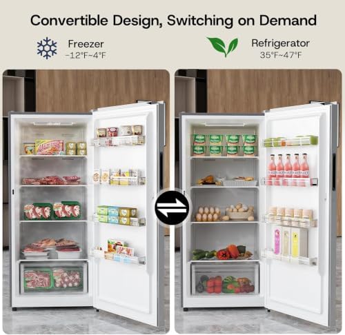 14.0 Cu.Ft. Upright Freezer, Convertible Freezer Fridge with Smart Electronic Control, Frost Free, Quiet Operation, Stand Up Freezer for Homes, Office, Garage - 1