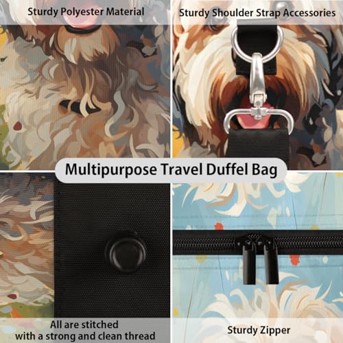 TropicalLife Poodle Dog Travel Duffle Bag for Women Men Sports Gym Bag Waterproof Carry on Overnight Weekender Bag3