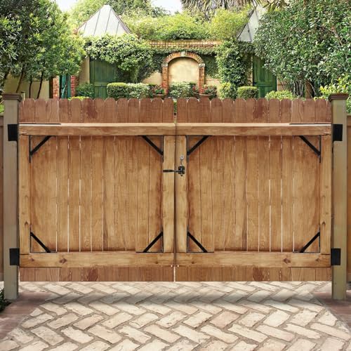 Image of Mofeez Fence Gate Kit Iron Gate Hardware with Gate Latch for Wooden Fences Shed Doors Heavy Duty Anti Sag Gate Corner Brace Bracket (2 Sets)