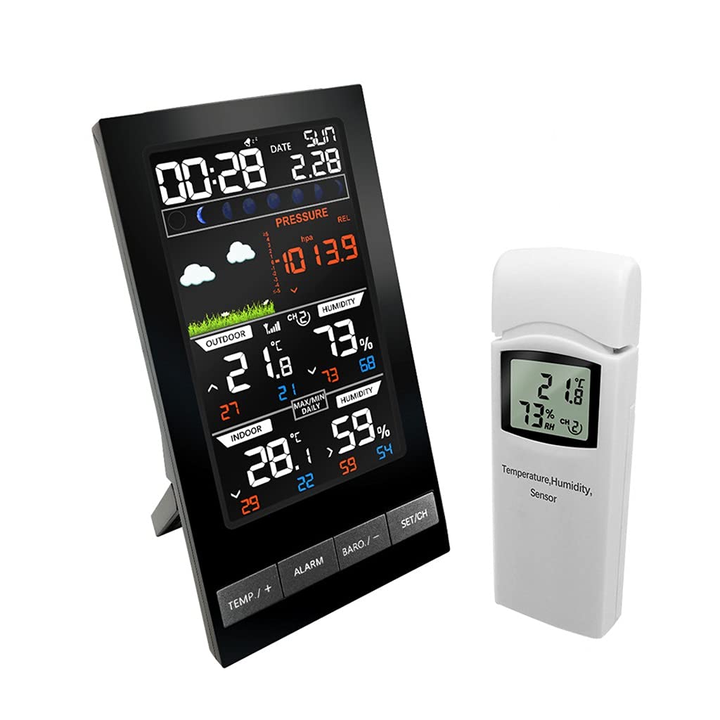 JSEIAJB Weather Station Outdoor Hygrometer Digital Thermometer mmHg Barometer Digital Hygrometer Alarm Clock Weather Forecast