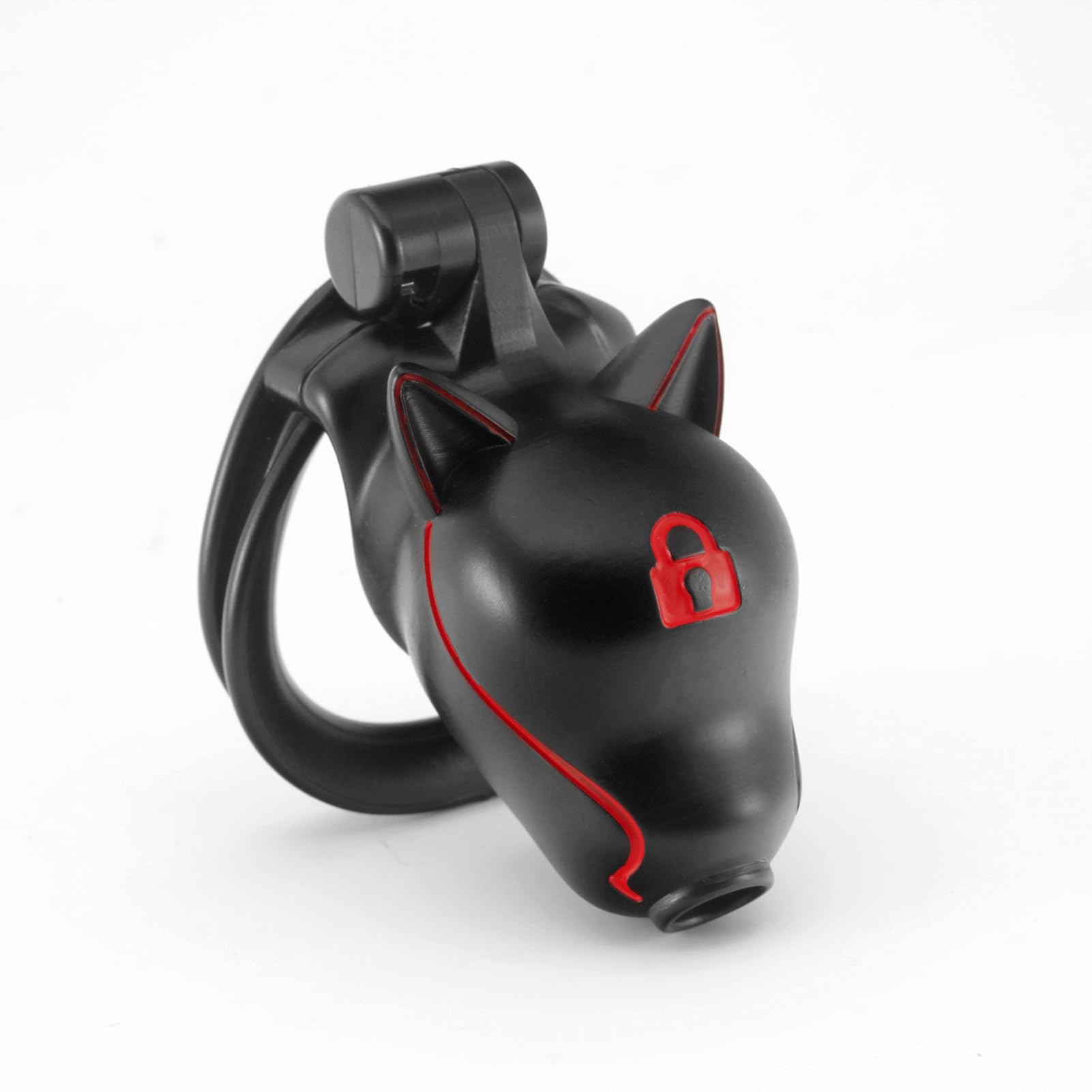 3D resina cabeza de perro jaula de pene BDSM juguete sexual con 4 anillos de polla y 2 llaves, jaula de castidad fetiche conjunto para el pene bondage invertida jaula de castidad (Black,Style-Lock)