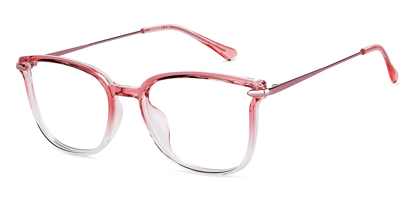 LENSKART AIR Float POP | Pink Transparent Full Rim Cat Eye | Bluecut & Antiglare Computer Eyeglasses | For Women | Large | LA E14101 (B0B8874CHW) Amazon Price History, Amazon Price Tracker
