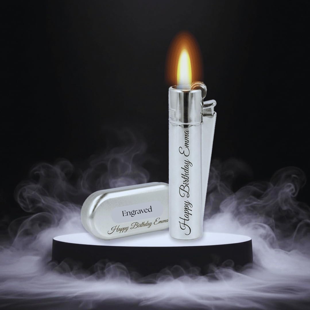 Personalised Deep Engraved Lighter Black Silver Gold