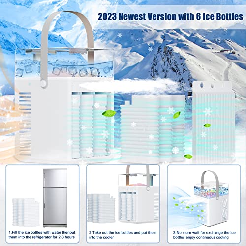 Mini Air Conditioner, 4 In 1 Portable Air Cooler, 3 Speeds Evaporative Air Cooler, Desk Air Conditioner For Room Car Office Camping, Cordless Ac Desktop Spray Fan, Desktop Cooling Fan #TOP1