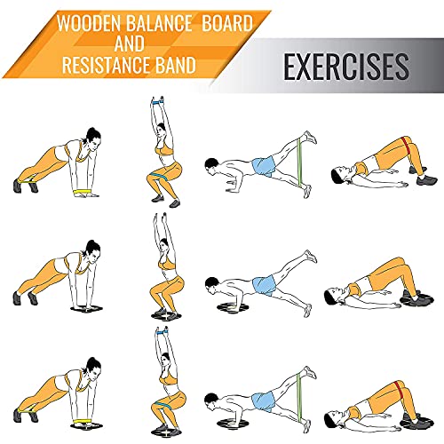 Yes4All Combo Wooden Wobble Balance Board & Loop Resistance Bands For Physical Therapy, Core Training, Home Gym Workout - Black #TOP2