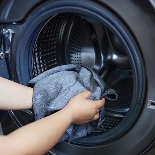 Image of Amazon Basics Pack of 8 Microfiber Cleaning Cloth | 300 GSM | Ultra Soft | Super Absorbent | Reusable |Grey| 40cm X 40cm