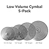 EASTROCK Low Volume Cymbal Pack Mute Cymbal Set 5 Pieces, 14"hi-hat+16"crash+18"crash+20"ride with Cymbal Bag and Cymbal Felts（Silver） #1