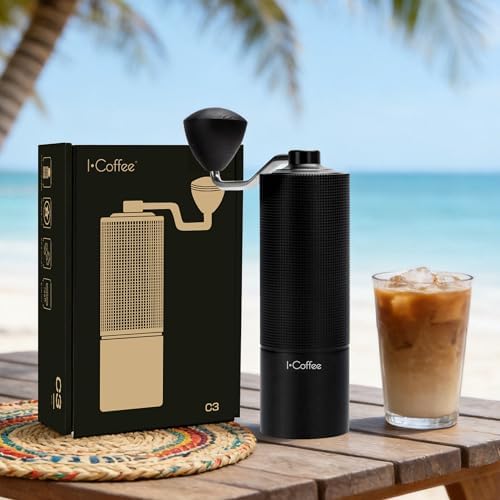 iCoffee C3S Moedor de Café Compacto Manual, Inox Preto, Ajuste de...