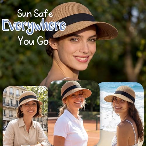 2 Pack Sombreros Visera de Verano para Mujer miniatura 6