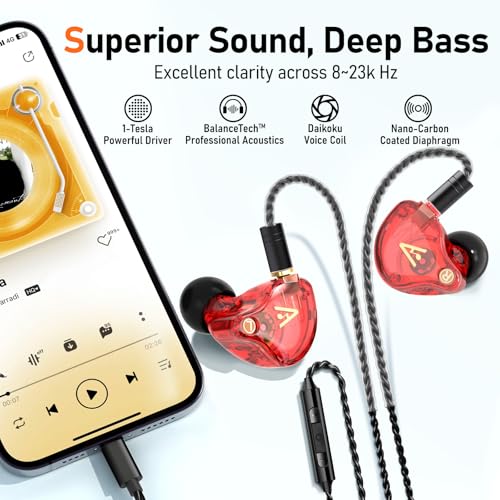 Image of Audiovance Vibes 202ML HiFi Wired Earbuds for iPhone 14 /13 /12 /11 /X, Pro Max