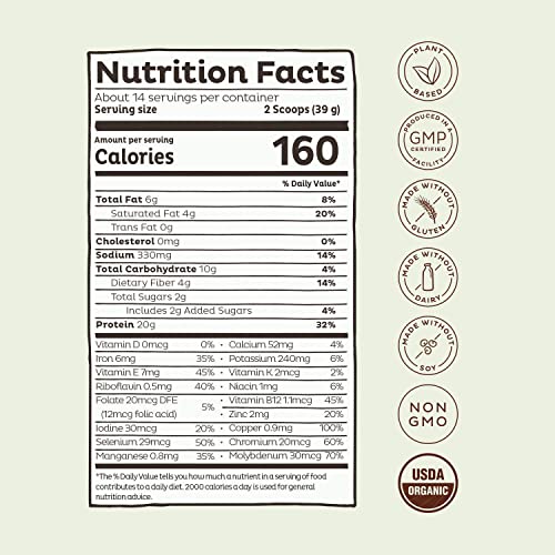 Kos Mint Chocolate Pea Protein Powder Blend - Vegan, Keto, Dairy Free - 1.2 Pounds, 14 Servings #TOP5