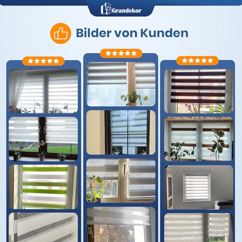 Klemmfix-Doppelrollo Duo-Rollo für Fenster Klemmfix ohne Bohren Wandmontage Balkontür Kinder Kinderzimmer innen Balkon Rollo – grün-grau-weiß 95 x 150 cm (BxH) - 2