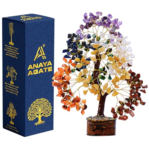 ANAYA AGATE 7 Chakra Crystal Tree of Life – Handmade Healing Crystals and Crystals and Healing Stones Money Tree for Home & Office Decor – Feng Shui Spiritual for Women