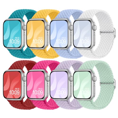 Image of 8 Pack Braided Stretchy Solo Loop Compatible with Apple Watch Bands Women