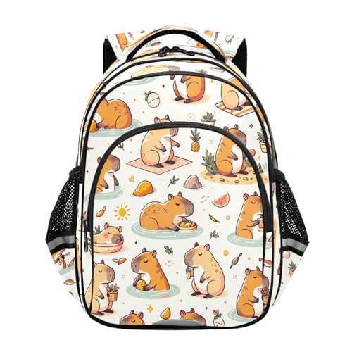 Funny Capybaras Kids School Backpack for Boys Girls Ages 8-14, Kids Backpack Boys Elementary School