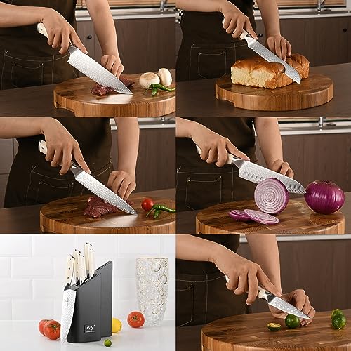 NANFANG BROTHERS Damascus Chef's Knife Block Set - 6-Piece VG10 Stainless Steel Kitchen Knife Set with ABS Ergonomic Handles, Sharp Carving & Slicing Knives for Meat, Vegetables & Prep,Luxury Gift Box - Image 4