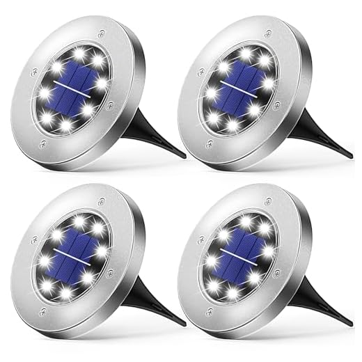 Wilktop Lampes Solaires pour Jardin - Lampadaire Blanc Froid avec 8 LEDs - Lumineux Extérieur IP65 - 4er en Set