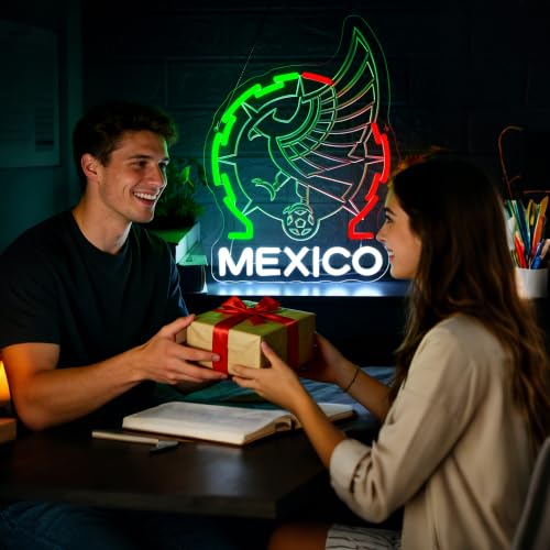 Image of Football Neon Sign for Wall Decor Soccer Team Logo LED Light for Man Cave | Dimmable football neon light, bedroom, bar, party, fans club wall decor, gifts for soccer team fans, size 15.7*11.4 in