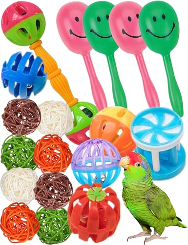 DIYUQISHI Bird Toys for Parrots - 18 Pcs Set, Colorful Bells & Woven Balls, 1.2-5.5