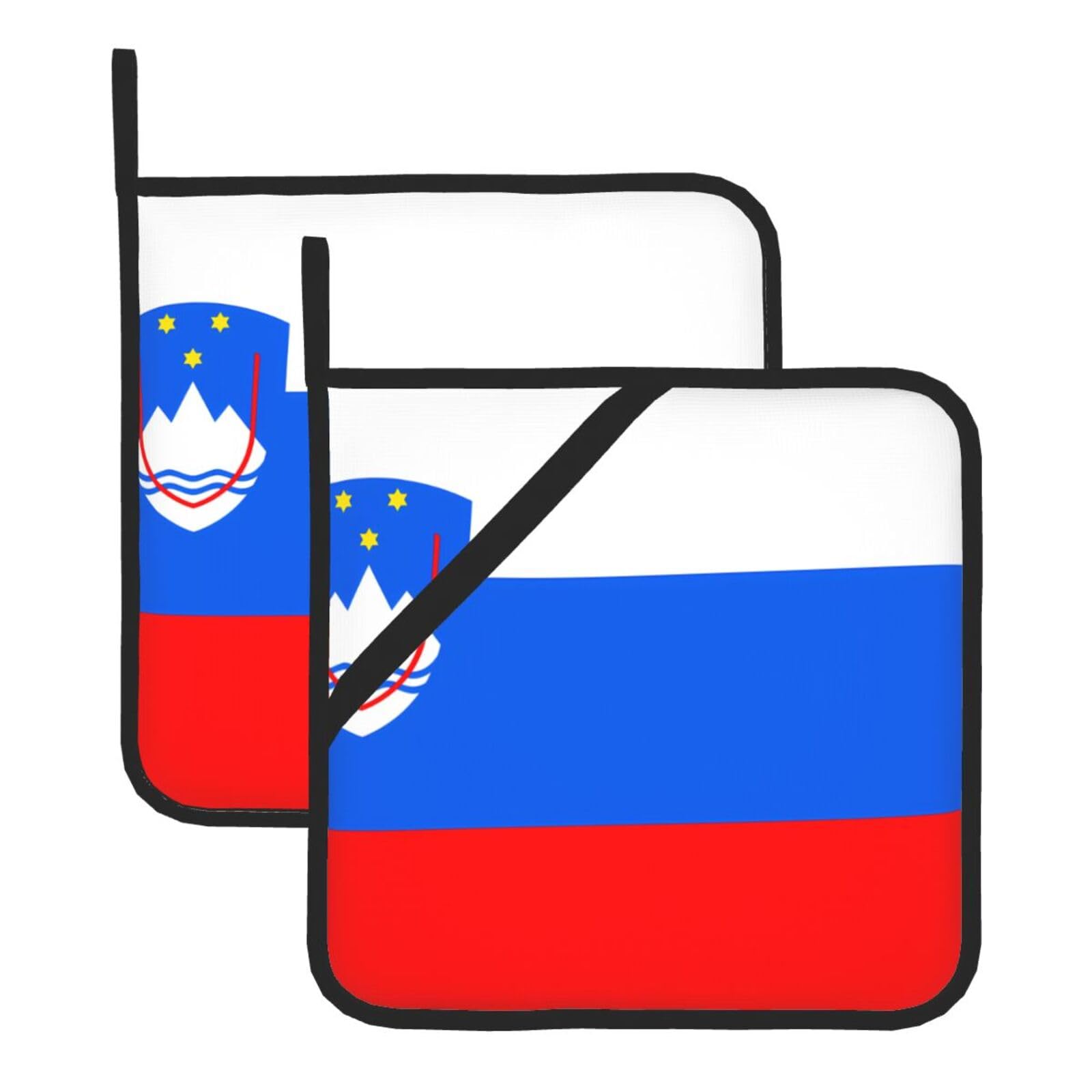 Flag of Slovenia Square Heat Resistant Trivet Set Thick and Durable for Baking Barbecue Cookware Oven