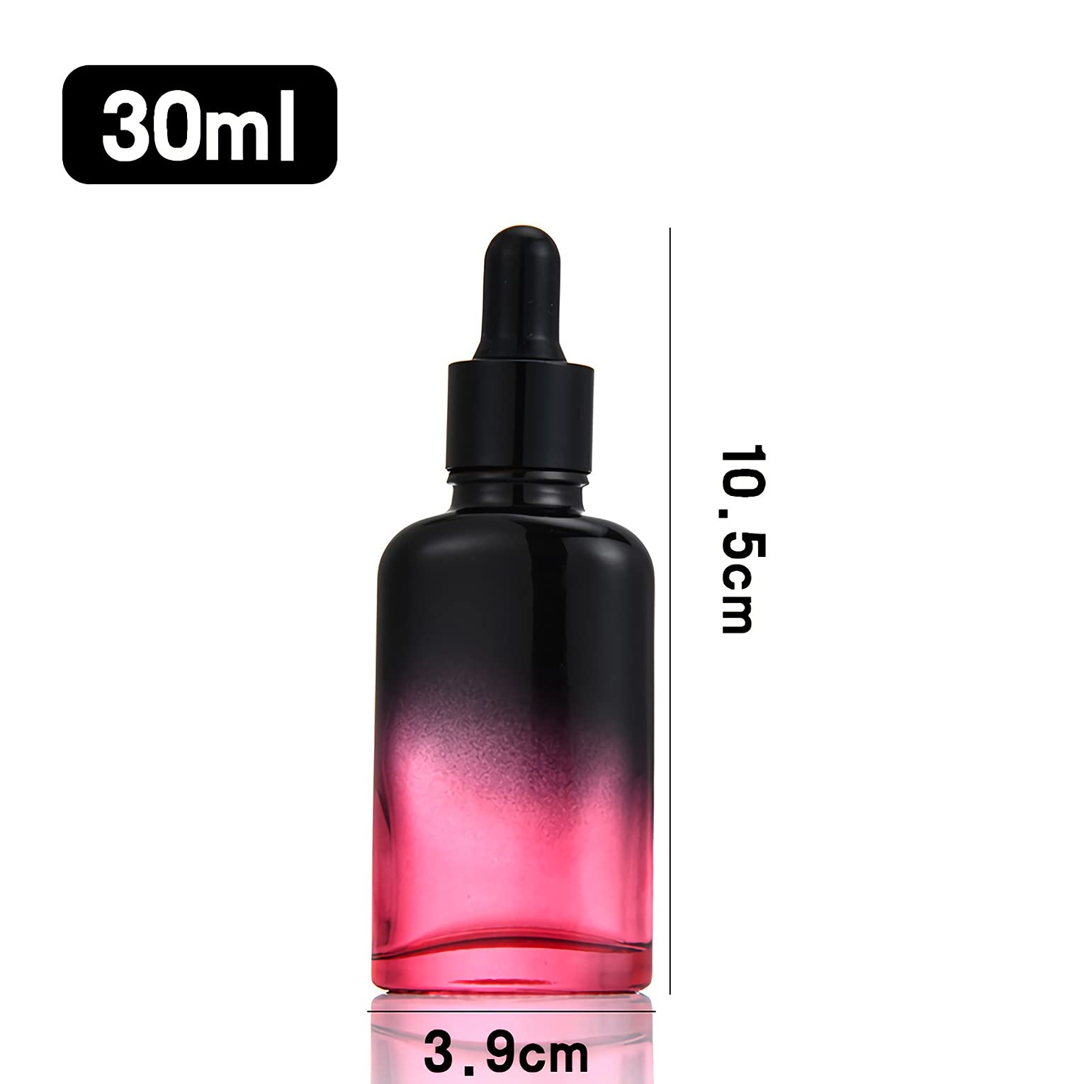 12 Stück 30 ml Leere Schwarz Rot Farbverlauf Oval Pipettenflasche mit Schwarz Pipettenring, Glasflasche Glaspipette Tropfpipetten für Ätherische Öle Aromatherapie