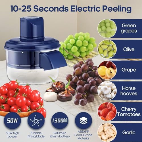 Image of Electric Fruit Peeler with Upgraded Powerful Motor | Automatic Vegetable, Garlic, Potato & Cherry Tomato Peeling Machine | Easy Kitchen Peeling Tool for Home Use (Electric Fruit & Vegetable Peeler)