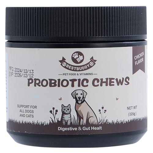 Best Buddy Pet Probiotics Chews for Dogs for Occasional Diarrhea & Bowel Support, Digestive Enzymes with Prebiotics for Gut Health for Dogs, Immunity Health & Itch Relief (Chicken, 225g)