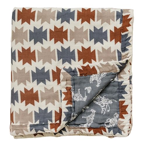 Image of Mebie Baby Muslin Quilt, Western Aztec and Wild West, 100% Cotton Baby Blanket for Girls and Boys, Newborns, Toddlers, Soft Swaddle, 47"x47"