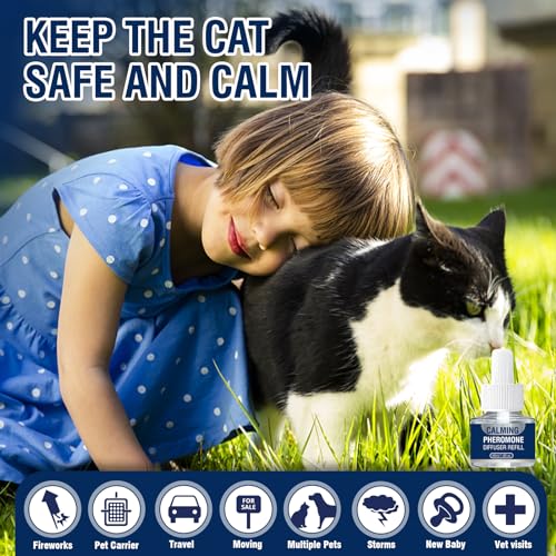Feromoni Gatto Per Gatti Diffusore Tranquillante Di Calmante Antistress Repellente Per Gatti Irrequieti Feromoni Felini Feromoni Rilassanti E Tranquillanti Rilassanti 6X Ricariche Da 48 Ml Insapore - 3