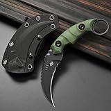 Gtkii GTK691 Fixed Blade Knife D2 Steel Blade Nylon Fiberglass Handle with Kydex Sheath for Outdoor Camping Hunting Hiking Survival EDC Tool(Green)