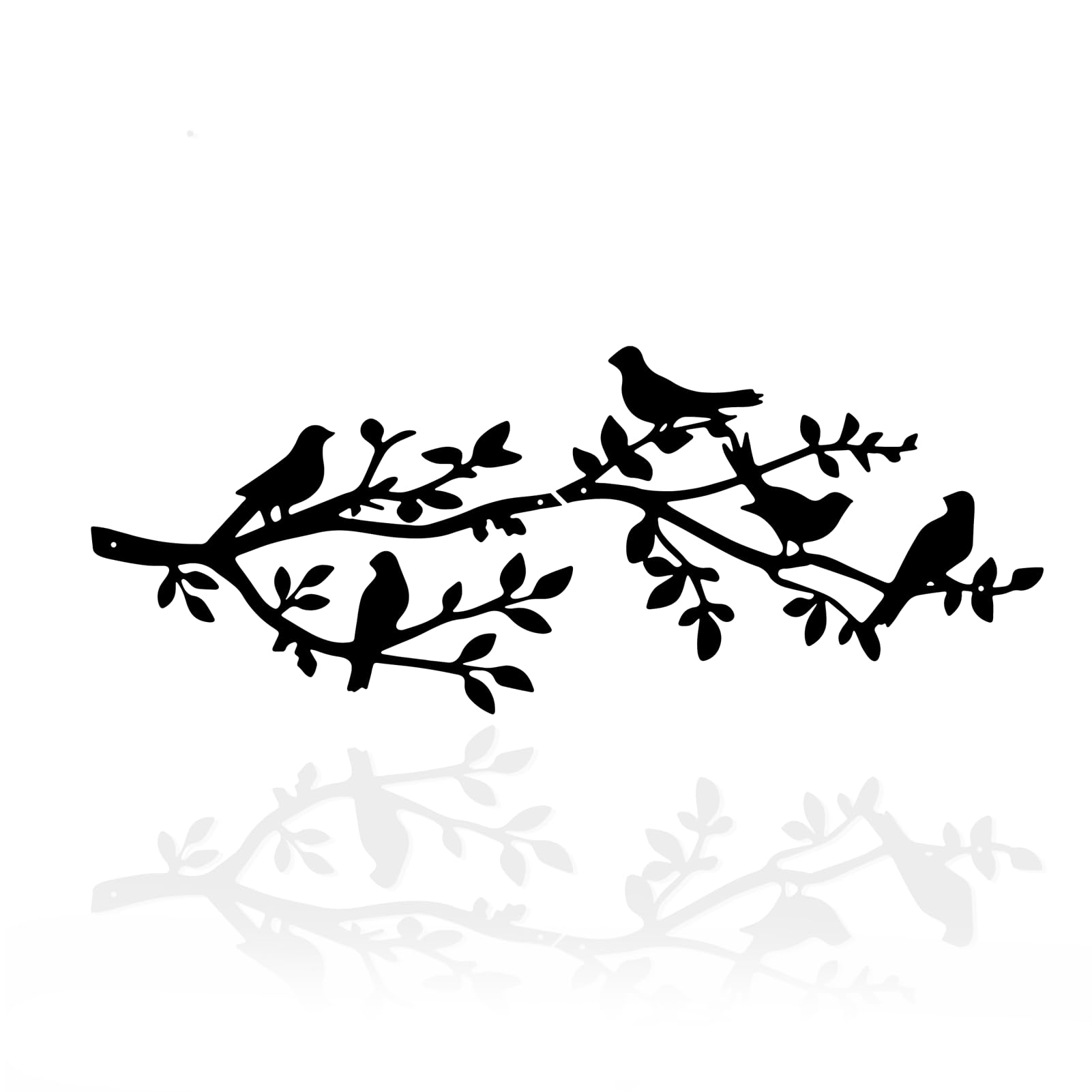 DUOOLN Metal Birds Wall Decor Art, Iron Vivid Birds on Branch Silhouette Signs, Leaves with Bird Outdoor Hanging Wall Sculpture for Living Room Bedroom Feature Wall (Black, 27.5 * 10.6in)