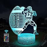 Uyeyuy Football 3D Illusion Lamp Night Light Football Gifts for Men with 16 Colors Timer Remote for Boys Age 5 6 7 8 Year Old Boys Gifts Christmas Birthday Xmas Gift Toys for Boys Girls Men Sport Fans