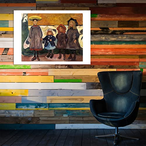 Affiche Edvard Munch Quatre filles papier mat anti-reflet format medium