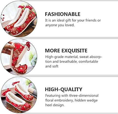 Generic 1 Pair Embroidered Shoes Women Shoes Chinese Style Flat Shoe Hanfu Cloth Shoes, Red, 7 | Image 7