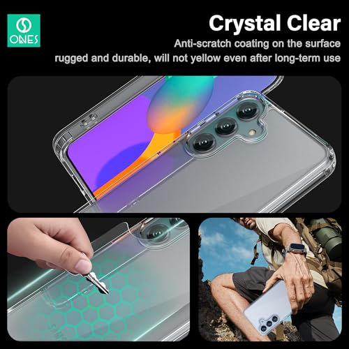 Image of ONES for Samsung Galaxy S25 / S24 Slim Case Clear, [PC + TPU Hybrid][Military-Grade Drop Protection][Anti-Yellowing], Shockproof Silicone Hard Cover, Transparent