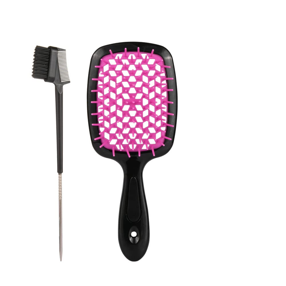 Detangling Hair Brush,Hair Brush,New Hollow-out Massage Comb with an Eyebrow brush,Styling Hair Brush For Wet/Dry Thick Curly Thin Long Short Straight Hair, Women Men Kids (M)