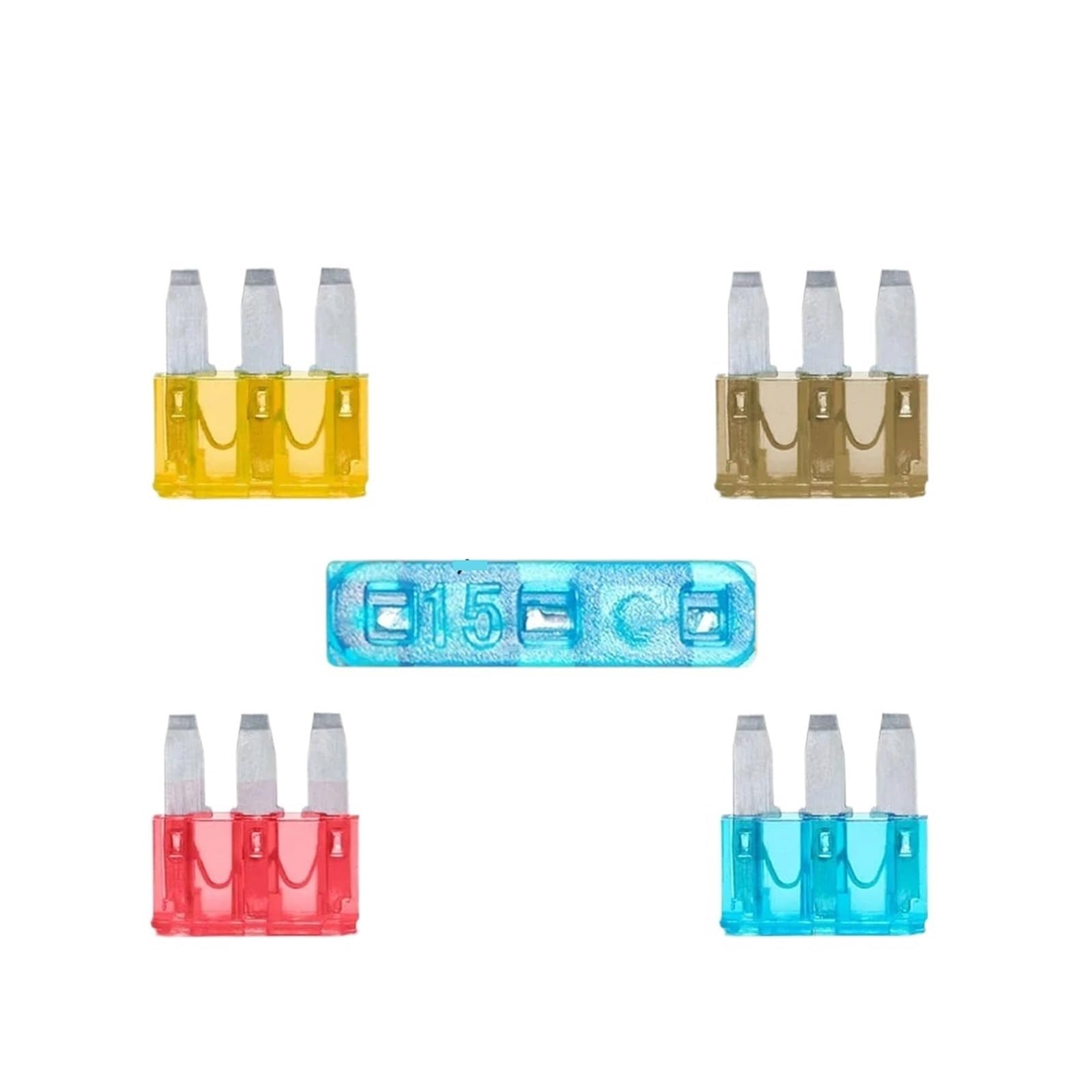 Fusibile Micro3 da 60 pezzi, lama micro a 3 poli | Kit assortimento fusibile di ricambio 5A 7,5A 10A 15A
