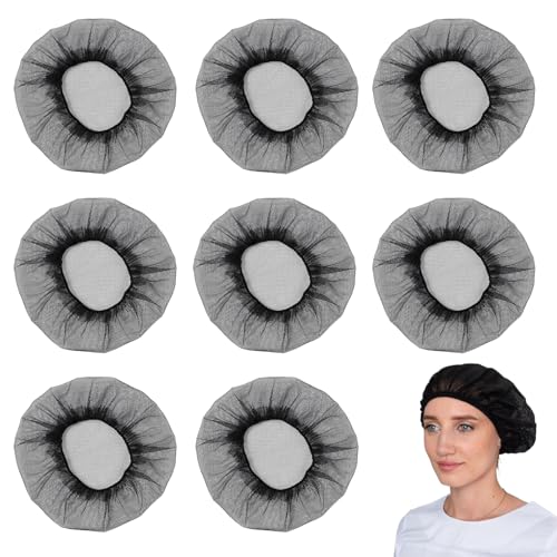 Bavooty Elastische Kochmütze,Elastische Haarnetz Küche,Unisex,Einstellbar Haarnetze,Verstellbare Netzkappe,Koch Mütze,Kochmützen,Hair Net, für Küche,Lebensmittelservice,schwarz,8 Stück