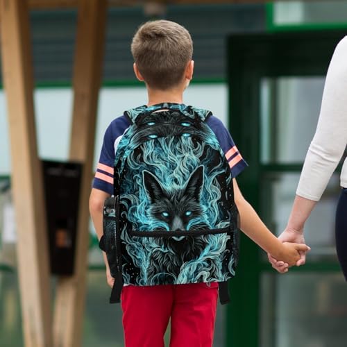 Ensemble sac à dos motif renard vert foncé avec sa trousse
